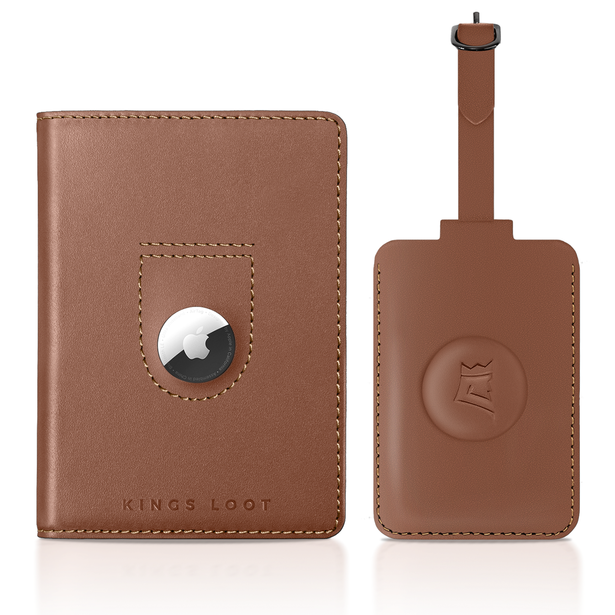 Brown leather wallet displaying multiple credit cards with 'UPGRADED LEATHER' text.
