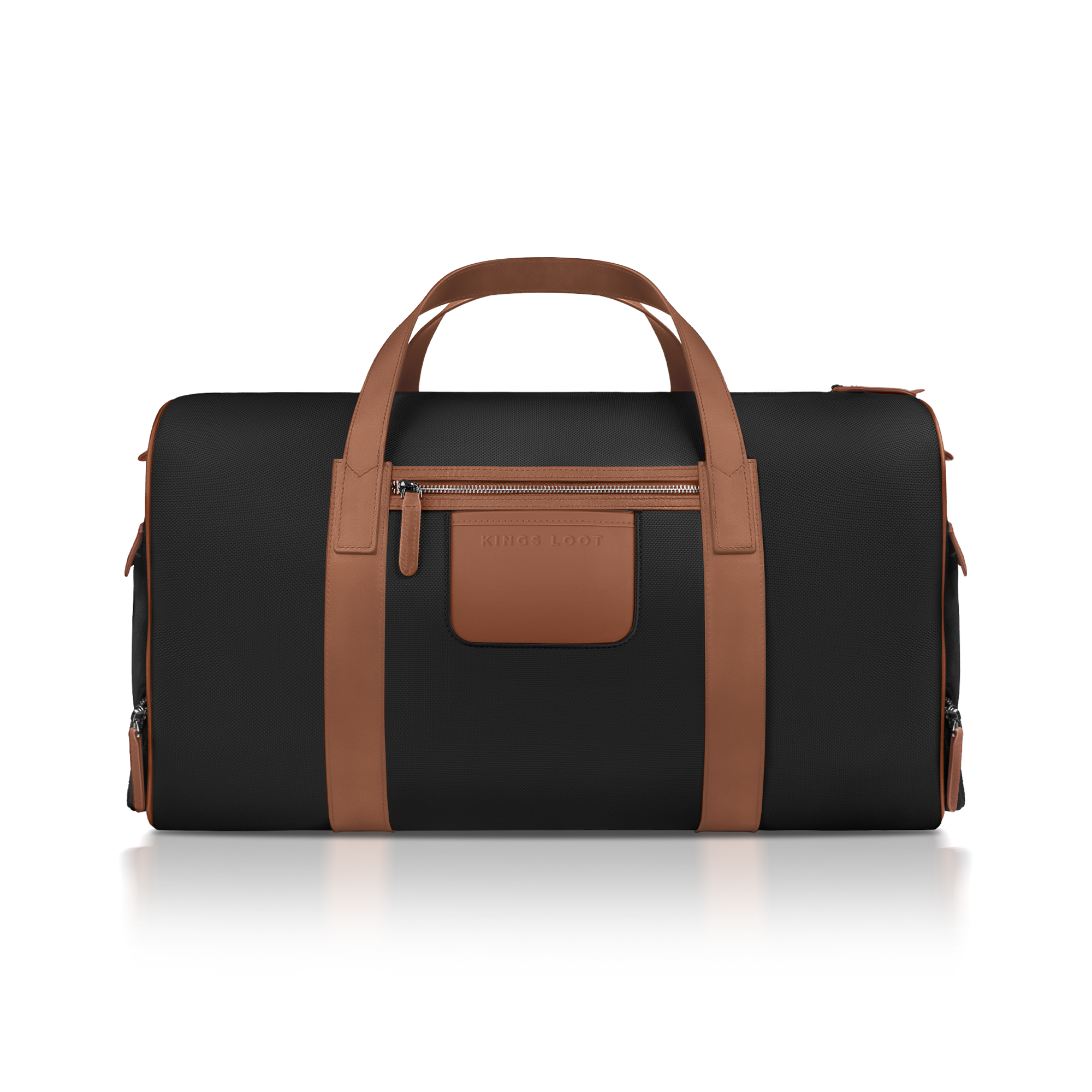 Brown leather wallet displaying multiple credit cards with 'UPGRADED LEATHER' text.